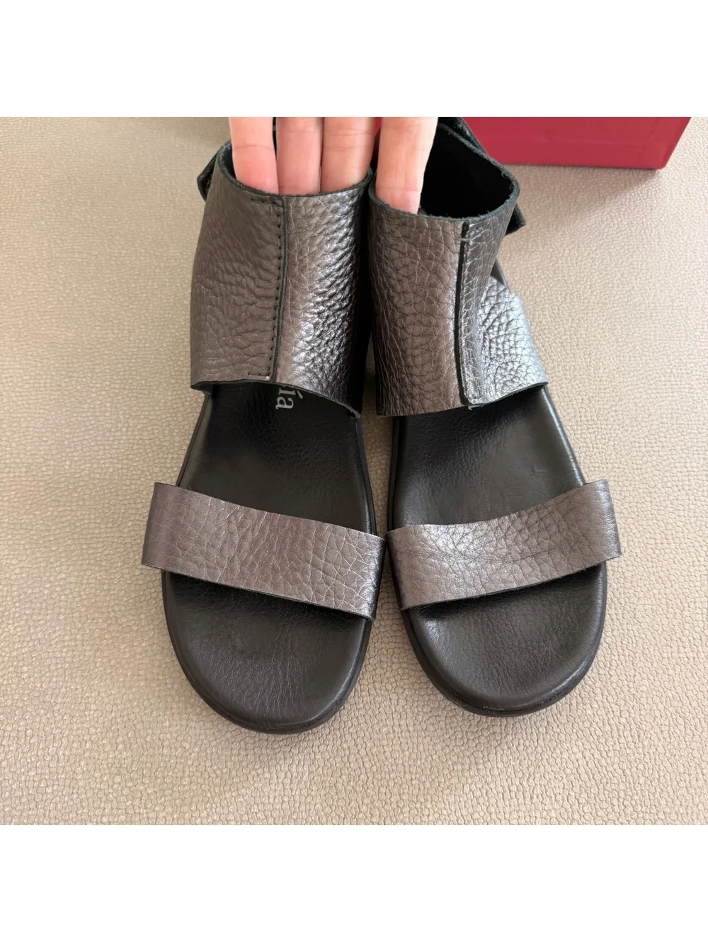 Pedro Garcia Black Leather Open Toe Sandals Size 7.5